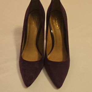 Coach Women's Dark Purple Suede Heels